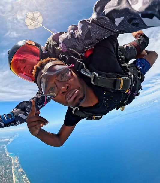 Tandem skydiving over Indian ocean